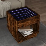 vidaXL Măsuță de cafea cu LED infinity, stejar fumuriu, 50x50x50 cm vidaXL Măsuță de cafea cu LED infinity, stejar fumuriu, 50x50x50 cm