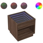 vidaXL Măsuță de cafea cu LED infinity, stejar maro, 50x50x50 cm vidaXL Măsuță de cafea cu LED infinity, stejar maro, 50x50x50 cm