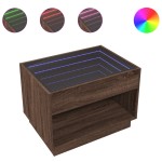 vidaXL Măsuță de cafea cu LED infinity, stejar maro, 70x50x50 cm vidaXL Măsuță de cafea cu LED infinity, stejar maro, 70x50x50 cm
