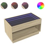 vidaXL Măsuță de cafea cu LED infinity, stejar sonoma, 90x50x50 cm vidaXL Măsuță de cafea cu LED infinity, stejar sonoma, 90x50x50 cm