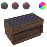 vidaXL Măsuță de cafea cu LED infinity, stejar maro, 90x50x50 cm vidaXL Măsuță de cafea cu LED infinity, stejar maro, 90x50x50 cm