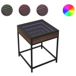 vidaXL Măsuță de cafea cu LED infinity, stejar maro, 40x40x51 cm vidaXL Măsuță de cafea cu LED infinity, stejar maro, 40x40x51 cm