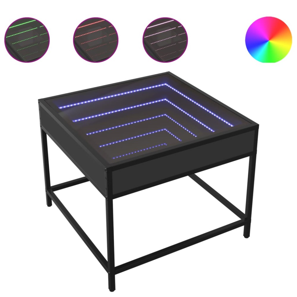 vidaXL Măsuță de cafea cu LED infinity, negru, 50x50x41 cm