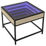 vidaXL Măsuță de cafea cu LED infinity, stejar sonoma, 50x50x41 cm vidaXL Măsuță de cafea cu LED infinity, stejar sonoma, 50x50x41 cm