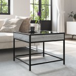 vidaXL Măsuță de cafea cu LED infinity, gri sonoma, 50x50x41 cm vidaXL Măsuță de cafea cu LED infinity, gri sonoma, 50x50x41 cm
