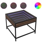 vidaXL Măsuță de cafea cu LED infinity, stejar maro, 50x50x41 cm vidaXL Măsuță de cafea cu LED infinity, stejar maro, 50x50x41 cm