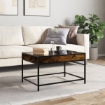vidaXL Măsuță de cafea cu LED infinity, stejar fumuriu, 70x50x41 cm vidaXL Măsuță de cafea cu LED infinity, stejar fumuriu, 70x50x41 cm