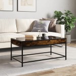 vidaXL Măsuță de cafea cu LED infinity, stejar fumuriu, 90x50x41 cm vidaXL Măsuță de cafea cu LED infinity, stejar fumuriu, 90x50x41 cm