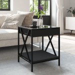 vidaXL Măsuță de cafea cu LED infinity, negru, 40x40x49 cm vidaXL Măsuță de cafea cu LED infinity, negru, 40x40x49 cm