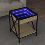 vidaXL Măsuță de cafea cu LED infinity, stejar sonoma, 40x40x49 cm vidaXL Măsuță de cafea cu LED infinity, stejar sonoma, 40x40x49 cm