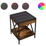 vidaXL Măsuță de cafea cu LED infinity, stejar fumuriu, 40x40x49 cm vidaXL Măsuță de cafea cu LED infinity, stejar fumuriu, 40x40x49 cm