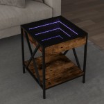 vidaXL Măsuță de cafea cu LED infinity, stejar fumuriu, 40x40x49 cm vidaXL Măsuță de cafea cu LED infinity, stejar fumuriu, 40x40x49 cm