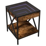 vidaXL Măsuță de cafea cu LED infinity, stejar fumuriu, 40x40x49 cm vidaXL Măsuță de cafea cu LED infinity, stejar fumuriu, 40x40x49 cm