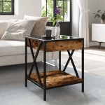 vidaXL Măsuță de cafea cu LED infinity, stejar fumuriu, 40x40x49 cm vidaXL Măsuță de cafea cu LED infinity, stejar fumuriu, 40x40x49 cm