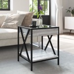 vidaXL Măsuță de cafea cu LED infinity, gri sonoma, 40x40x49 cm vidaXL Măsuță de cafea cu LED infinity, gri sonoma, 40x40x49 cm