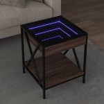 vidaXL Măsuță de cafea cu LED infinity, stejar maro, 40x40x49 cm vidaXL Măsuță de cafea cu LED infinity, stejar maro, 40x40x49 cm