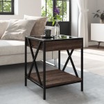 vidaXL Măsuță de cafea cu LED infinity, stejar maro, 40x40x49 cm vidaXL Măsuță de cafea cu LED infinity, stejar maro, 40x40x49 cm