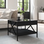 vidaXL Măsuță de cafea cu LED infinity, negru, 50x50x38 cm vidaXL Măsuță de cafea cu LED infinity, negru, 50x50x38 cm