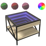 vidaXL Măsuță de cafea cu LED infinity, stejar sonoma, 50x50x38 cm vidaXL Măsuță de cafea cu LED infinity, stejar sonoma, 50x50x38 cm