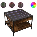 vidaXL Măsuță de cafea cu LED infinity, stejar fumuriu, 50x50x38 cm vidaXL Măsuță de cafea cu LED infinity, stejar fumuriu, 50x50x38 cm