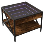 vidaXL Măsuță de cafea cu LED infinity, stejar fumuriu, 50x50x38 cm vidaXL Măsuță de cafea cu LED infinity, stejar fumuriu, 50x50x38 cm