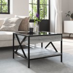 vidaXL Măsuță de cafea cu LED infinity, gri sonoma, 50x50x38 cm vidaXL Măsuță de cafea cu LED infinity, gri sonoma, 50x50x38 cm