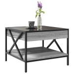 vidaXL Măsuță de cafea cu LED infinity, gri sonoma, 50x50x38 cm vidaXL Măsuță de cafea cu LED infinity, gri sonoma, 50x50x38 cm