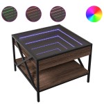 vidaXL Măsuță de cafea cu LED infinity, stejar maro, 50x50x38 cm vidaXL Măsuță de cafea cu LED infinity, stejar maro, 50x50x38 cm