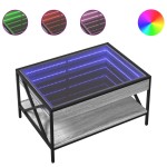 vidaXL Măsuță de cafea cu LED infinity, gri sonoma, 70x50x38 cm vidaXL Măsuță de cafea cu LED infinity, gri sonoma, 70x50x38 cm