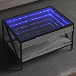 vidaXL Măsuță de cafea cu LED infinity, gri sonoma, 70x50x38 cm vidaXL Măsuță de cafea cu LED infinity, gri sonoma, 70x50x38 cm