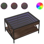 vidaXL Măsuță de cafea cu LED infinity, stejar maro, 70x50x38 cm vidaXL Măsuță de cafea cu LED infinity, stejar maro, 70x50x38 cm