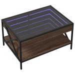 vidaXL Măsuță de cafea cu LED infinity, stejar maro, 70x50x38 cm vidaXL Măsuță de cafea cu LED infinity, stejar maro, 70x50x38 cm