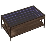 vidaXL Măsuță de cafea cu LED infinity, stejar maro, 90x50x38 cm vidaXL Măsuță de cafea cu LED infinity, stejar maro, 90x50x38 cm