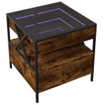 vidaXL Măsuță de cafea cu LED infinity, stejar fumuriu, 50x50x51 cm vidaXL Măsuță de cafea cu LED infinity, stejar fumuriu, 50x50x51 cm