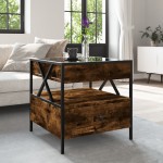 vidaXL Măsuță de cafea cu LED infinity, stejar fumuriu, 50x50x51 cm vidaXL Măsuță de cafea cu LED infinity, stejar fumuriu, 50x50x51 cm