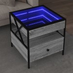 vidaXL Măsuță de cafea cu LED infinity, gri sonoma, 50x50x51 cm vidaXL Măsuță de cafea cu LED infinity, gri sonoma, 50x50x51 cm