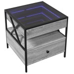 vidaXL Măsuță de cafea cu LED infinity, gri sonoma, 50x50x51 cm vidaXL Măsuță de cafea cu LED infinity, gri sonoma, 50x50x51 cm
