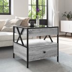 vidaXL Măsuță de cafea cu LED infinity, gri sonoma, 50x50x51 cm vidaXL Măsuță de cafea cu LED infinity, gri sonoma, 50x50x51 cm