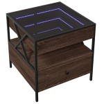 vidaXL Măsuță de cafea cu LED infinity, stejar maro, 50x50x51 cm vidaXL Măsuță de cafea cu LED infinity, stejar maro, 50x50x51 cm