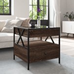 vidaXL Măsuță de cafea cu LED infinity, stejar maro, 50x50x51 cm vidaXL Măsuță de cafea cu LED infinity, stejar maro, 50x50x51 cm