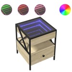 vidaXL Măsuță de cafea cu LED infinity, stejar sonoma, 40x40x51 cm vidaXL Măsuță de cafea cu LED infinity, stejar sonoma, 40x40x51 cm