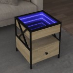 vidaXL Măsuță de cafea cu LED infinity, stejar sonoma, 40x40x51 cm vidaXL Măsuță de cafea cu LED infinity, stejar sonoma, 40x40x51 cm