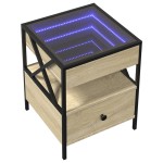 vidaXL Măsuță de cafea cu LED infinity, stejar sonoma, 40x40x51 cm vidaXL Măsuță de cafea cu LED infinity, stejar sonoma, 40x40x51 cm