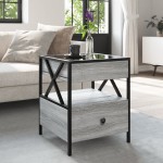 vidaXL Măsuță de cafea cu LED infinity, gri sonoma, 40x40x51 cm vidaXL Măsuță de cafea cu LED infinity, gri sonoma, 40x40x51 cm
