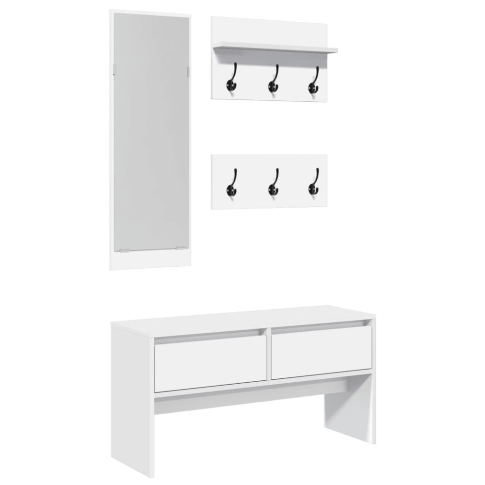 vidaXL Set de mobilier pentru hol, 4 piese, alb, lemn prelucrat