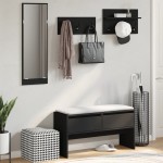 vidaXL Set de mobilier pentru hol, 4 piese, negru, lemn prelucrat