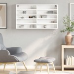 vidaXL Dulap cu vitrină, alb, 100x15x58 cm, lemn prelucrat vidaXL Dulap cu vitrină, alb, 100x15x58 cm, lemn prelucrat