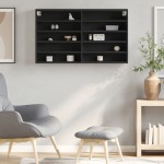 vidaXL Dulap cu vitrină, negru, 100x15x58 cm, lemn prelucrat vidaXL Dulap cu vitrină, negru, 100x15x58 cm, lemn prelucrat