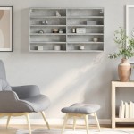 vidaXL Dulap cu vitrină, gri beton, 100x15x58 cm, lemn prelucrat vidaXL Dulap cu vitrină, gri beton, 100x15x58 cm, lemn prelucrat