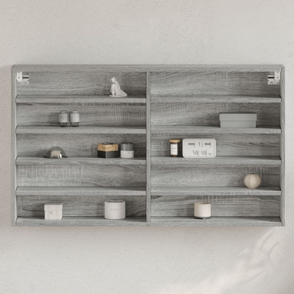 vidaXL Dulap cu vitrină, sonoma gri, 100x15x58 cm, lemn prelucrat
